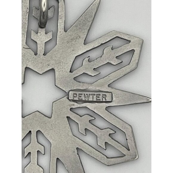 Snowflake  Pendant Ornament 2" Pewter By Kelly Waters Name Card Pouch - Picture 4 of 10
